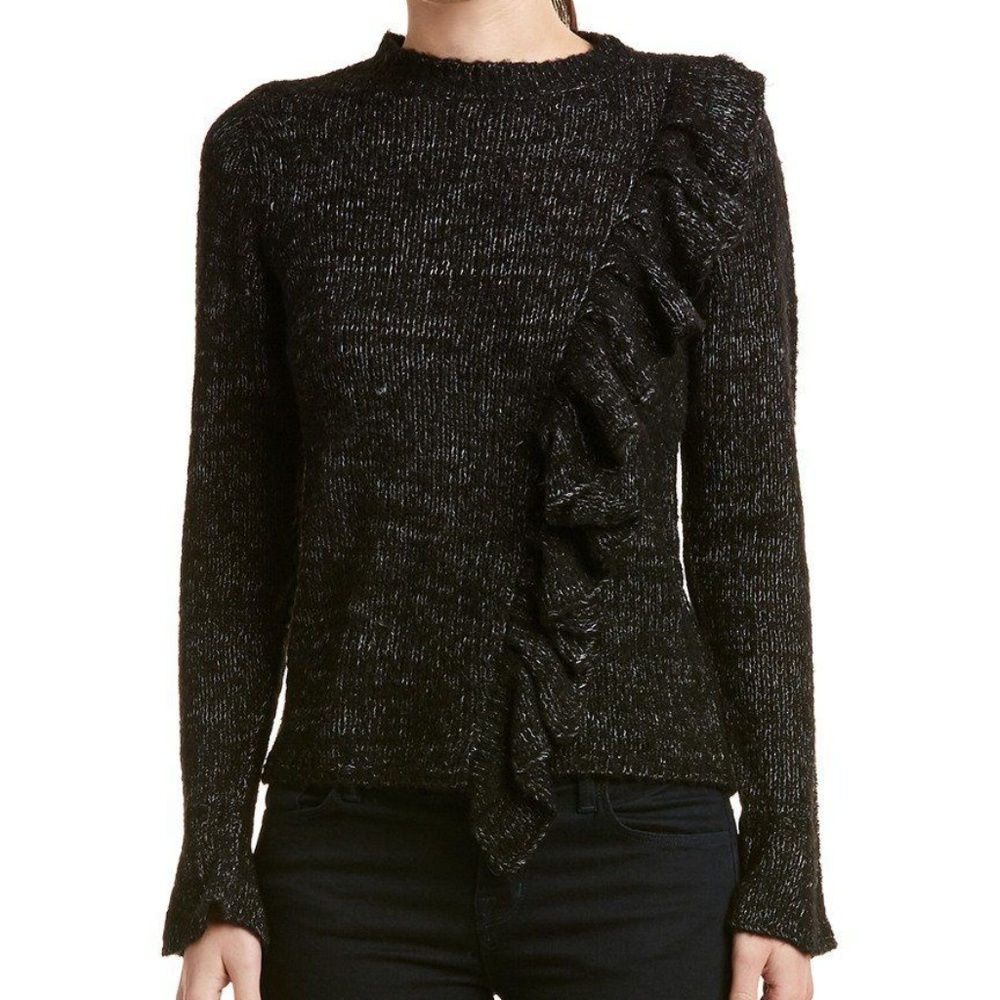 Rebecca Taylor Womens Ruffled Wool-Blend Sweater M